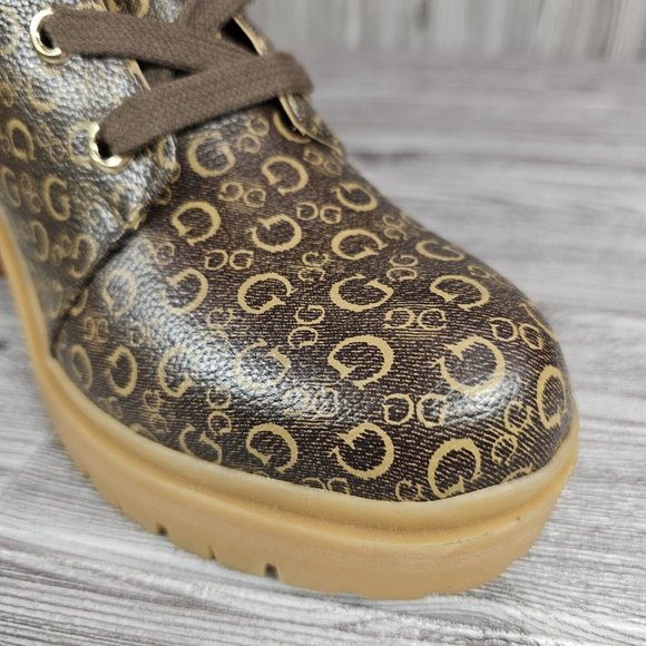 Guess Quincy 3 Logo Heeled Boots - Brown/Tan - DSLRT06K - Women's Size 9.5 NEW - Picture 12 of 12